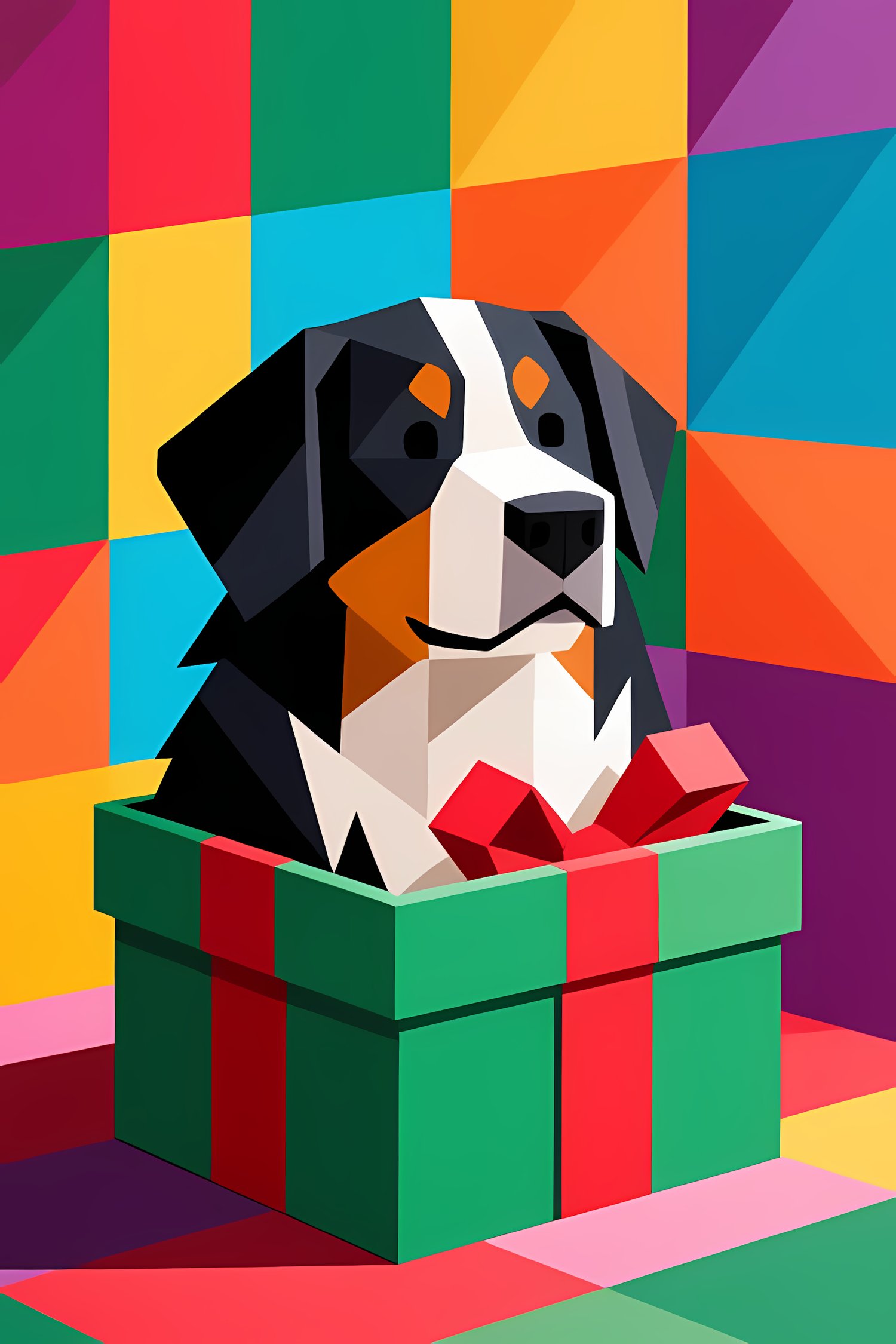 🐾30 Christmas Themed Bernese Mountain Dog Art | High-Resolution PNGs in Illustration, Painterly, Geometric and Pop Art Styles  📦 What’s Included:  30 Files in total High Resolution: 300 DPI for professional quality Image Sizes: From 3072 px to 6144 px 🎨 P