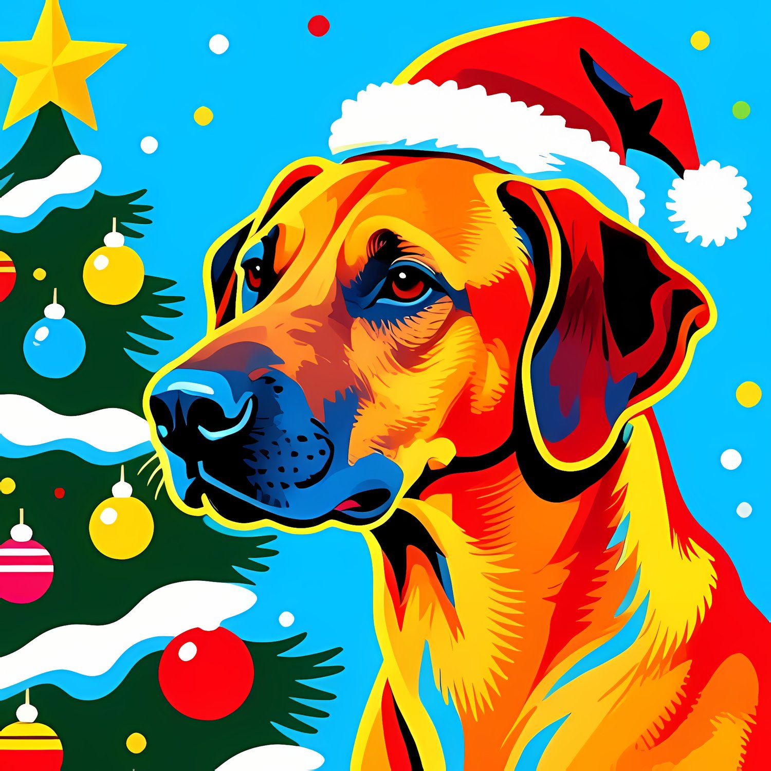 🐾20 Christmas Themed Rhodesian Ridgeback Art | High-Resolution PNGs in Illustration, Painterly, Geometric and Pop Art Styles  📦 What’s Included:  20 Files in total High Resolution: 300 DPI for professional quality Image Sizes: From 3072 px to 6144 px 🎨 Pe