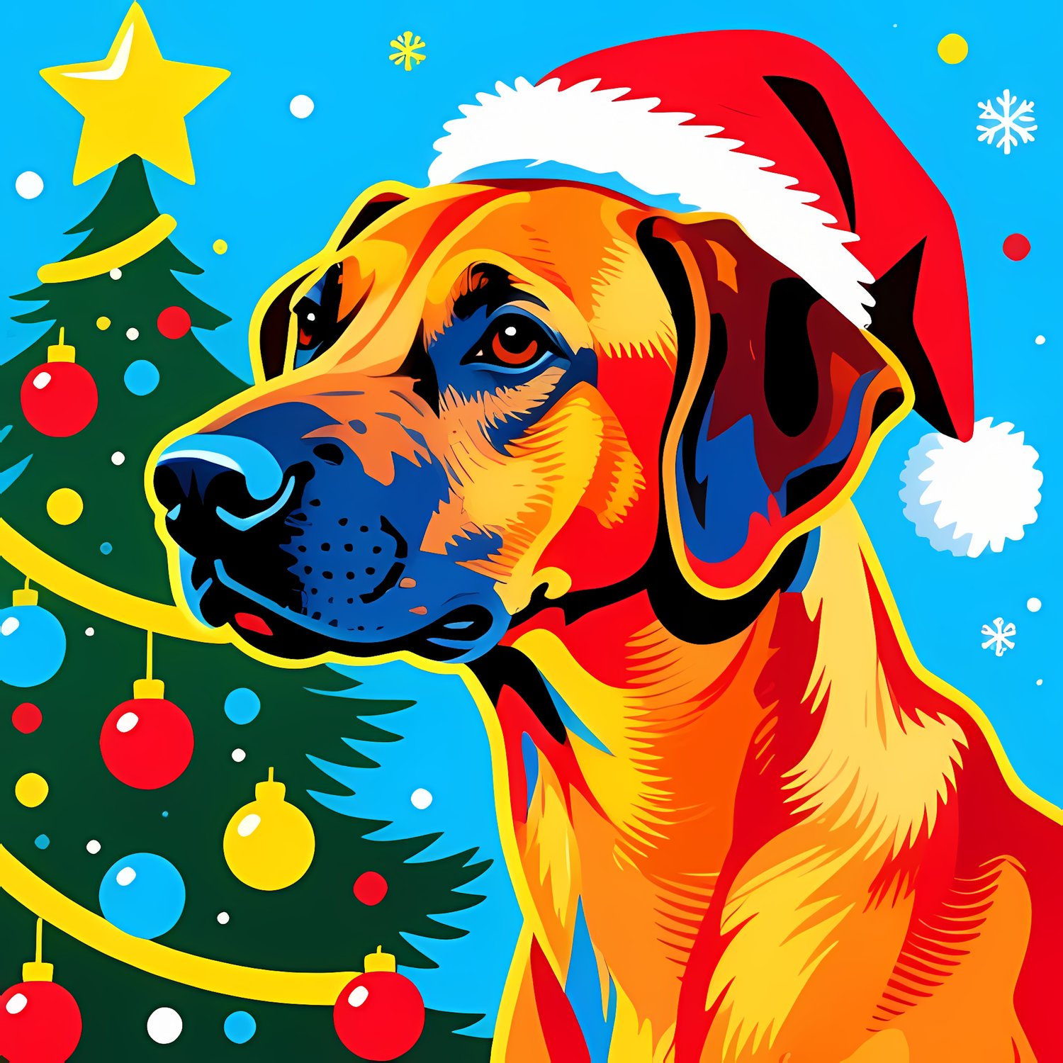 🐾20 Christmas Themed Rhodesian Ridgeback Art | High-Resolution PNGs in Illustration, Painterly, Geometric and Pop Art Styles  📦 What’s Included:  20 Files in total High Resolution: 300 DPI for professional quality Image Sizes: From 3072 px to 6144 px 🎨 Pe