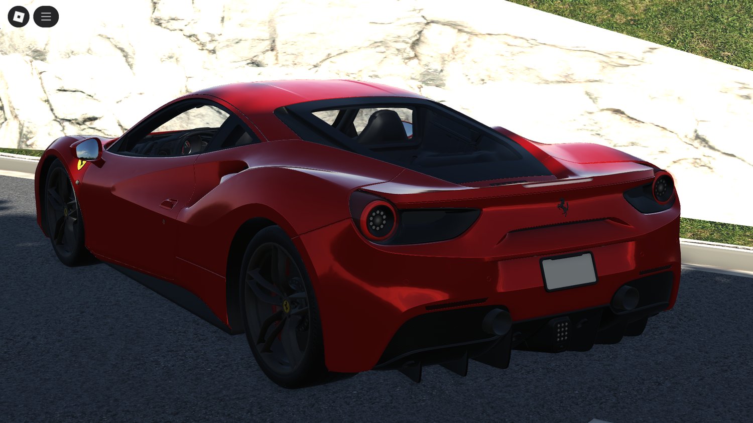 Racing action shot on a Roblox track