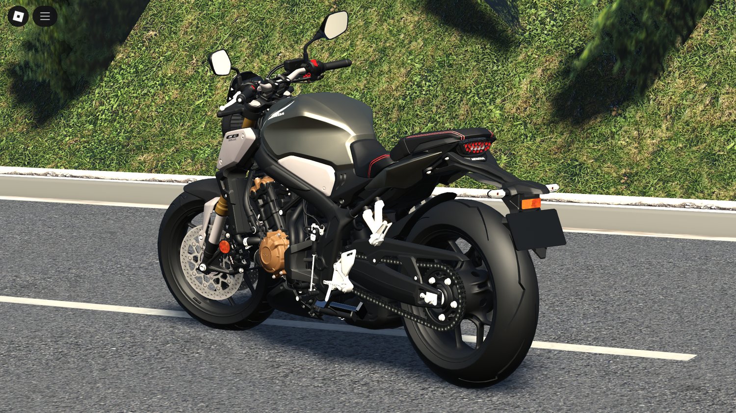 Close-up on headlights and exposed engine details