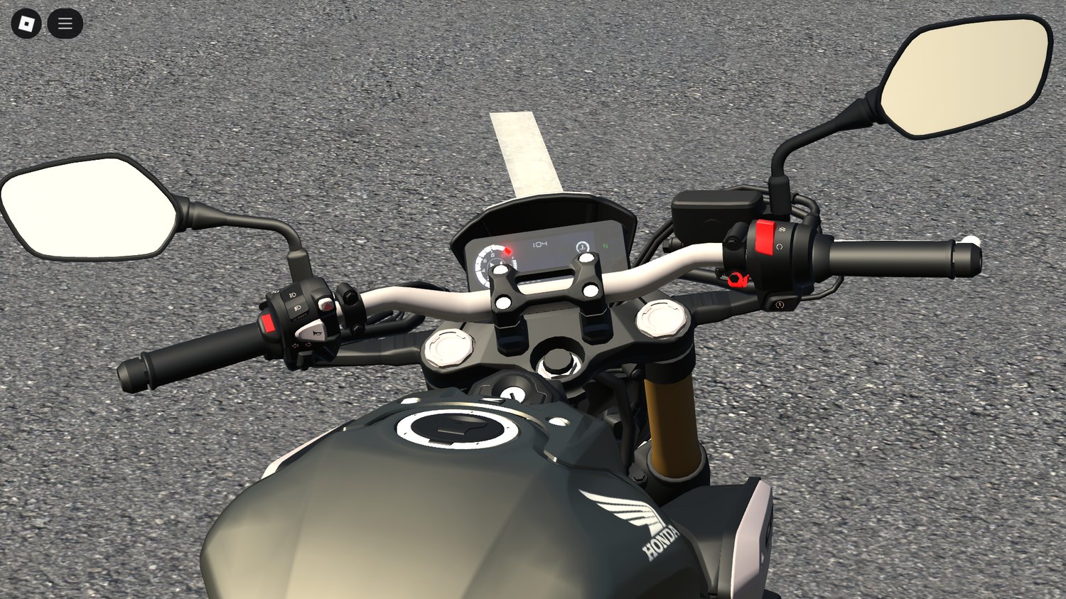CB650R riding through a Roblox city environment