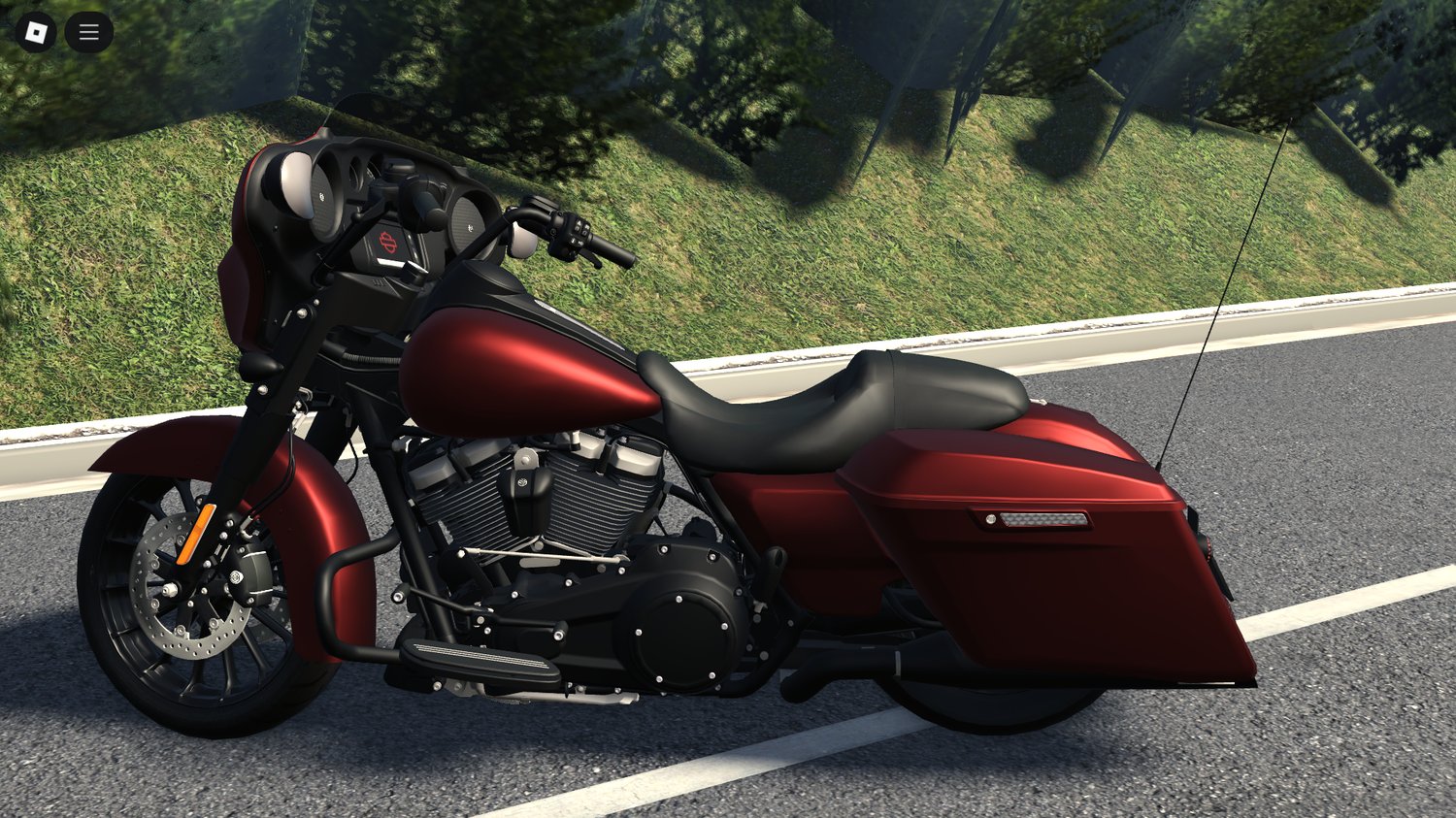 Front three-quarter view of Harley-Davidson FLHXS in Roblox
