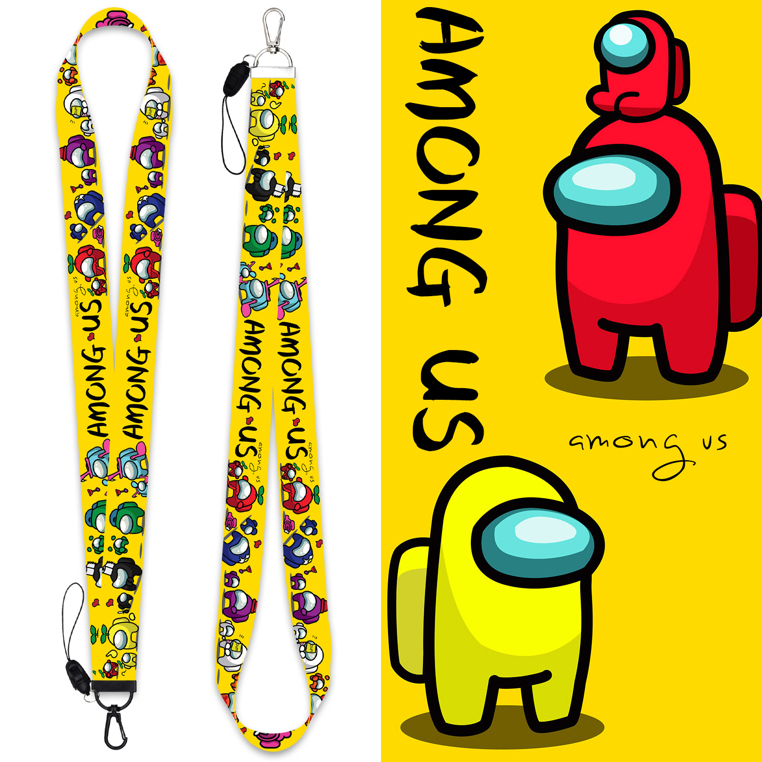 Unisex lanyard with space crewmate theme, 45cm, perfect for ID cards or keys.