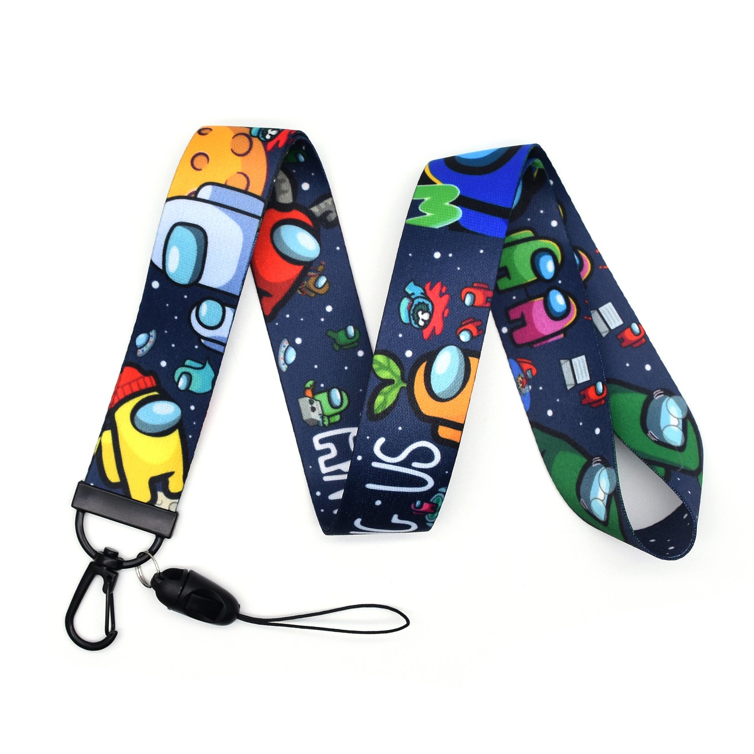 Gaming-inspired space crewmate lanyard, 45cm, ideal for school or office use.