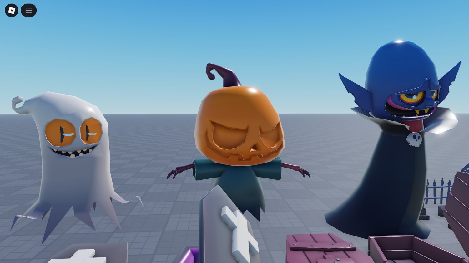 Halloween street scene using decorations