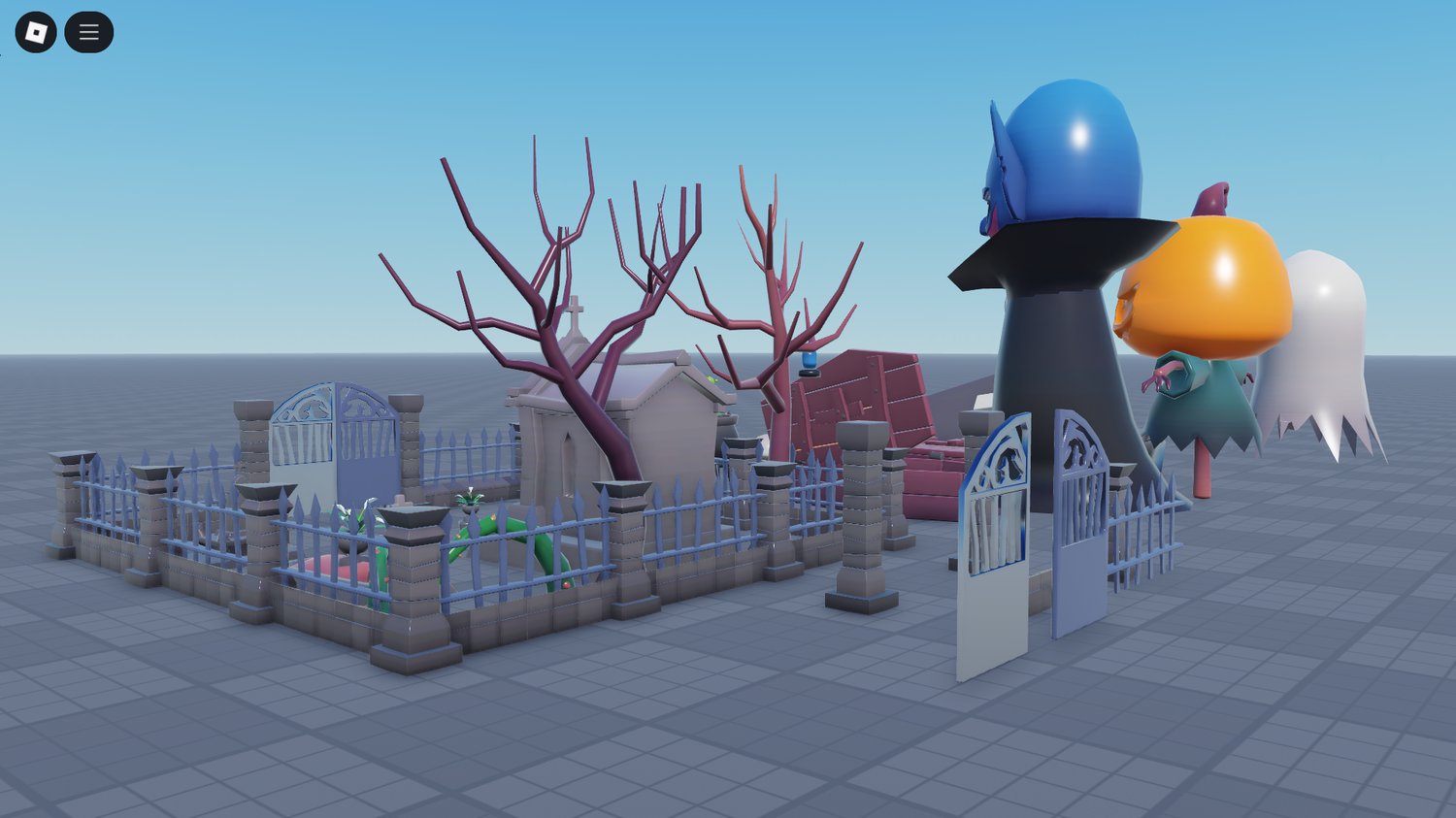 Interior setup with spooky lowpoly props