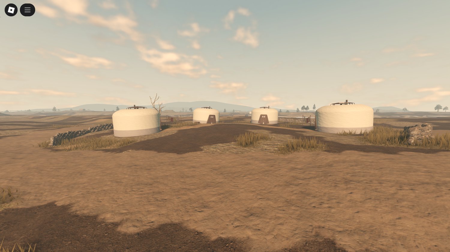 Traditional Mongolian houses with enterable interiors