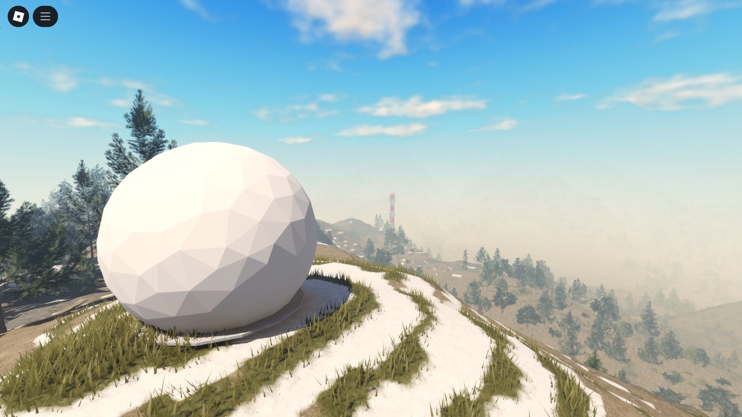 Wide aerial view of Tora Bora Roblox mountain map