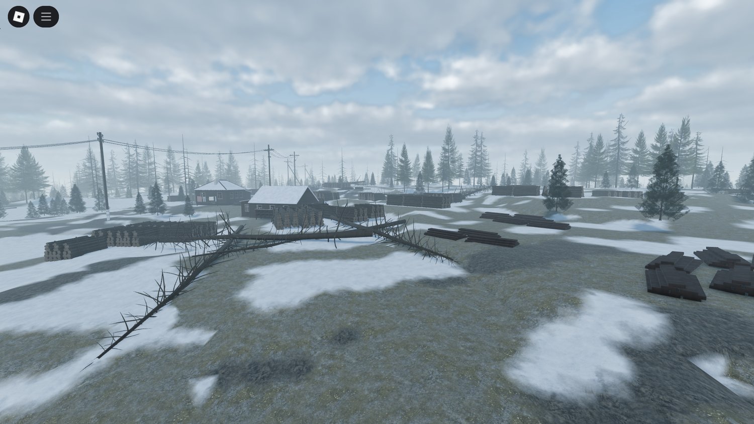 Frozen river and realistic snowy terrain