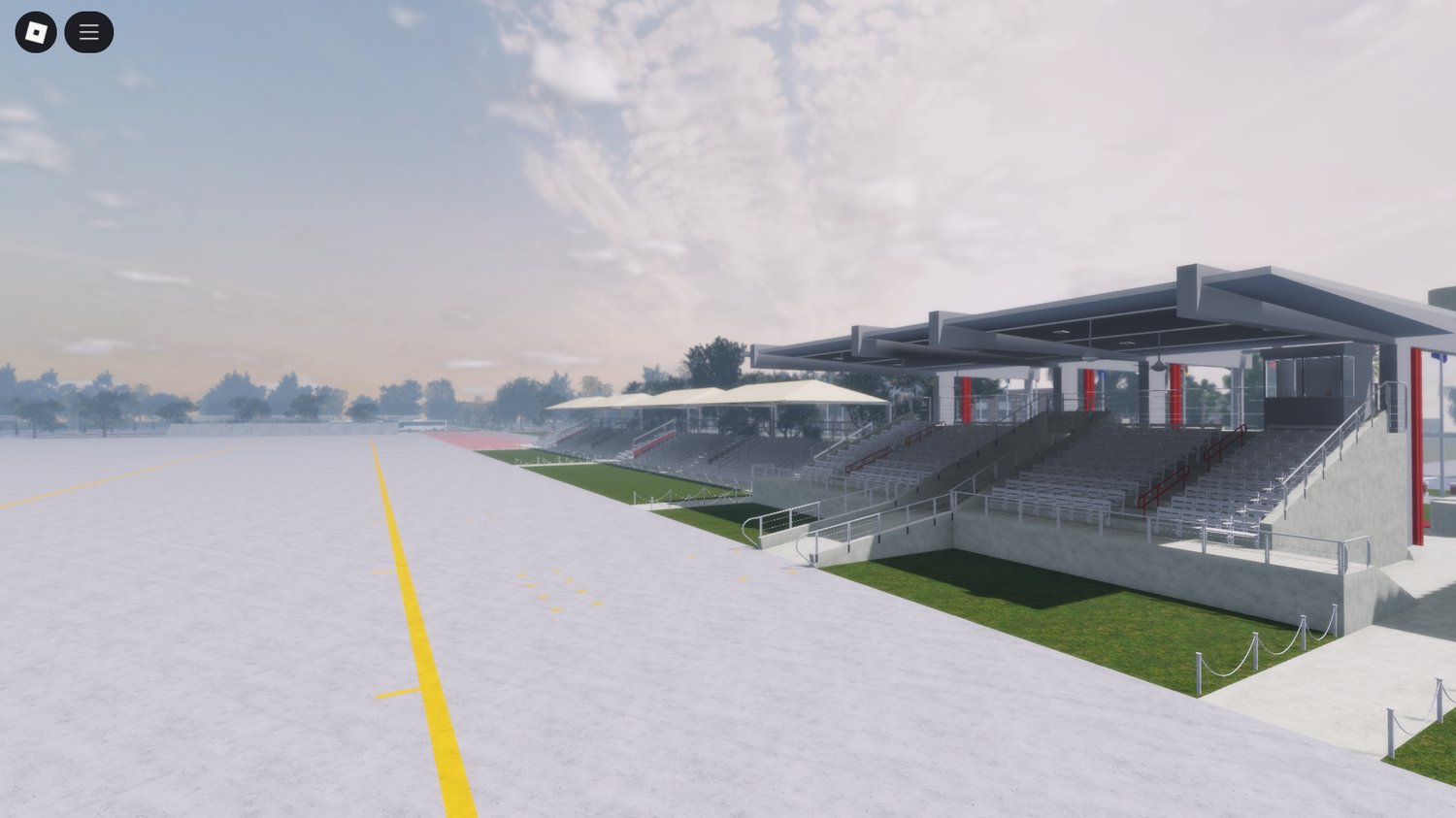 Expansive parade deck with viewing stands
