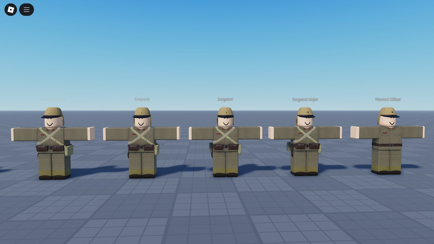 Group of avatars equipped with the pack in formation