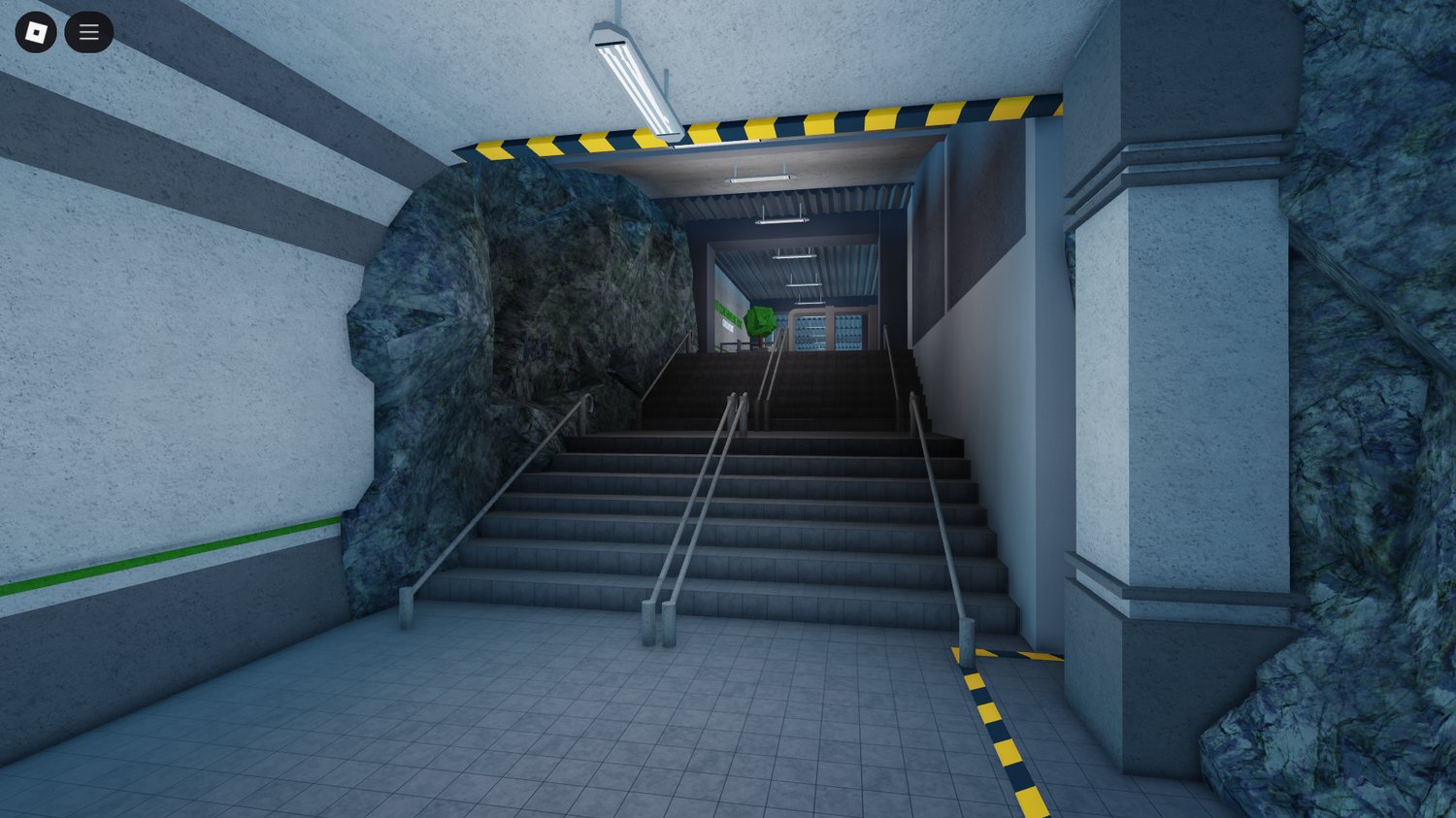 Player exploring a containment corridor