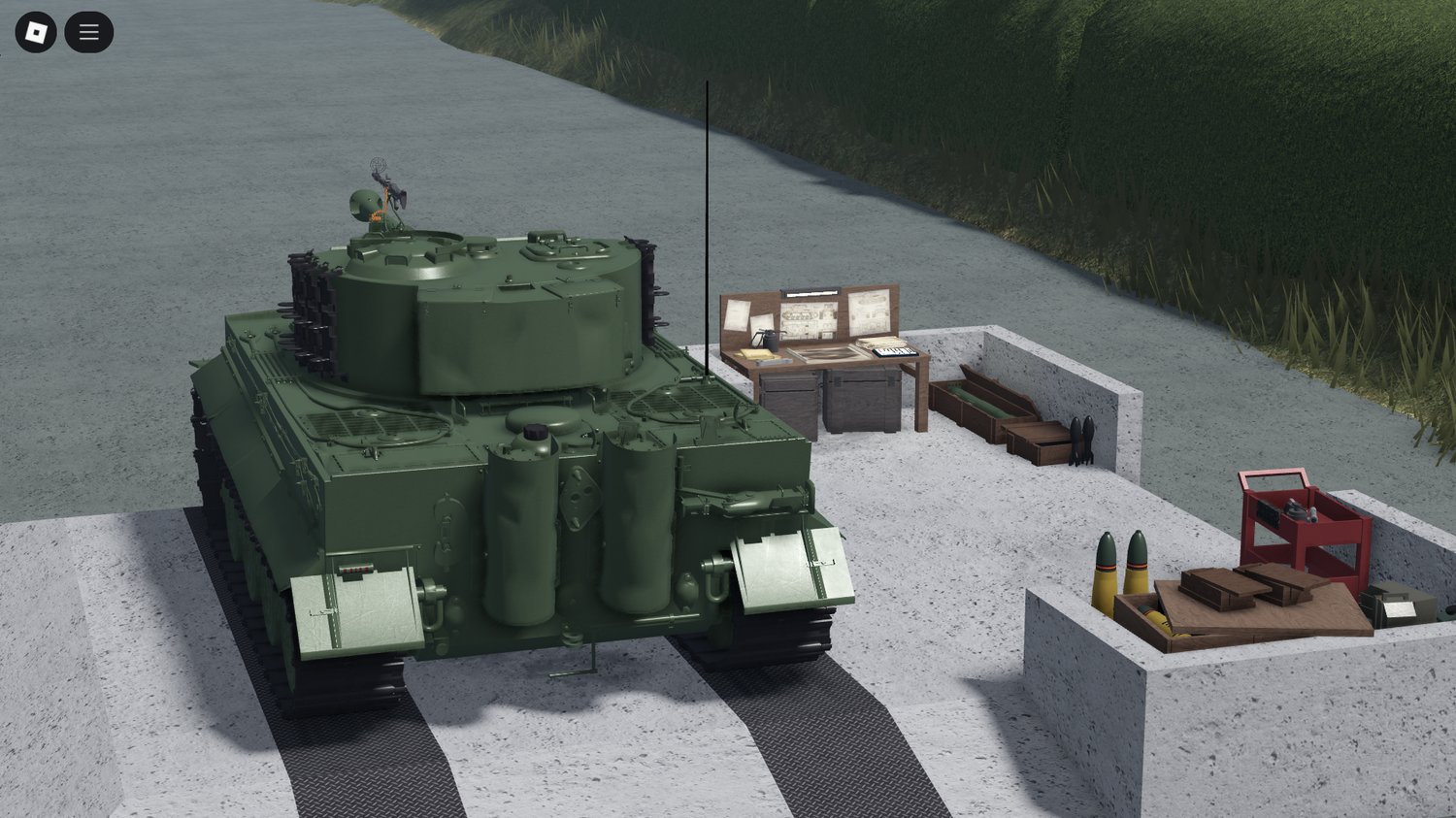 Tiger E with working suspension crossing rough ground