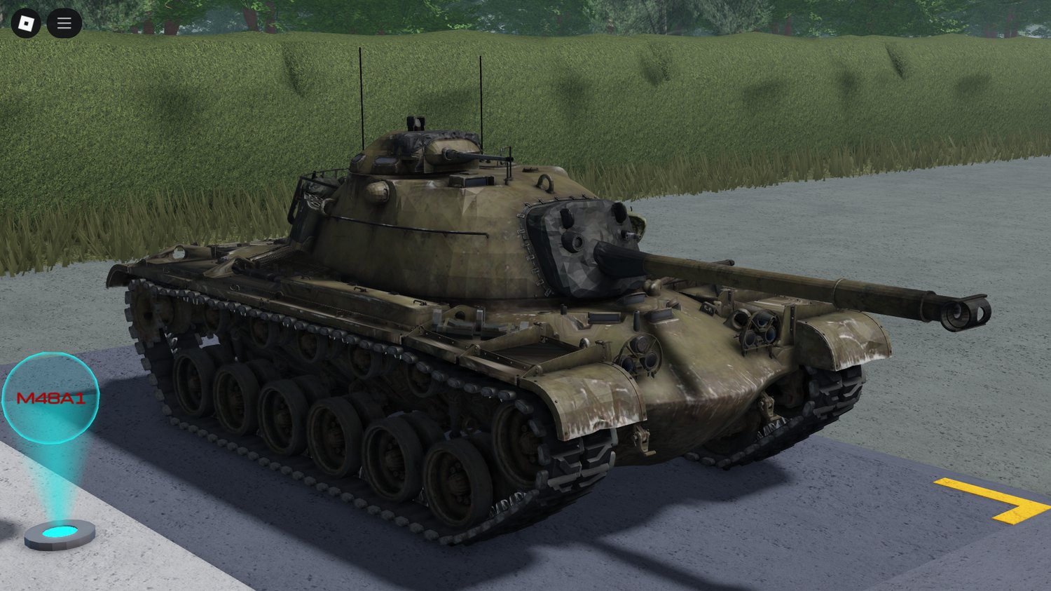 Animated hatches opening on Roblox M48A1 tank