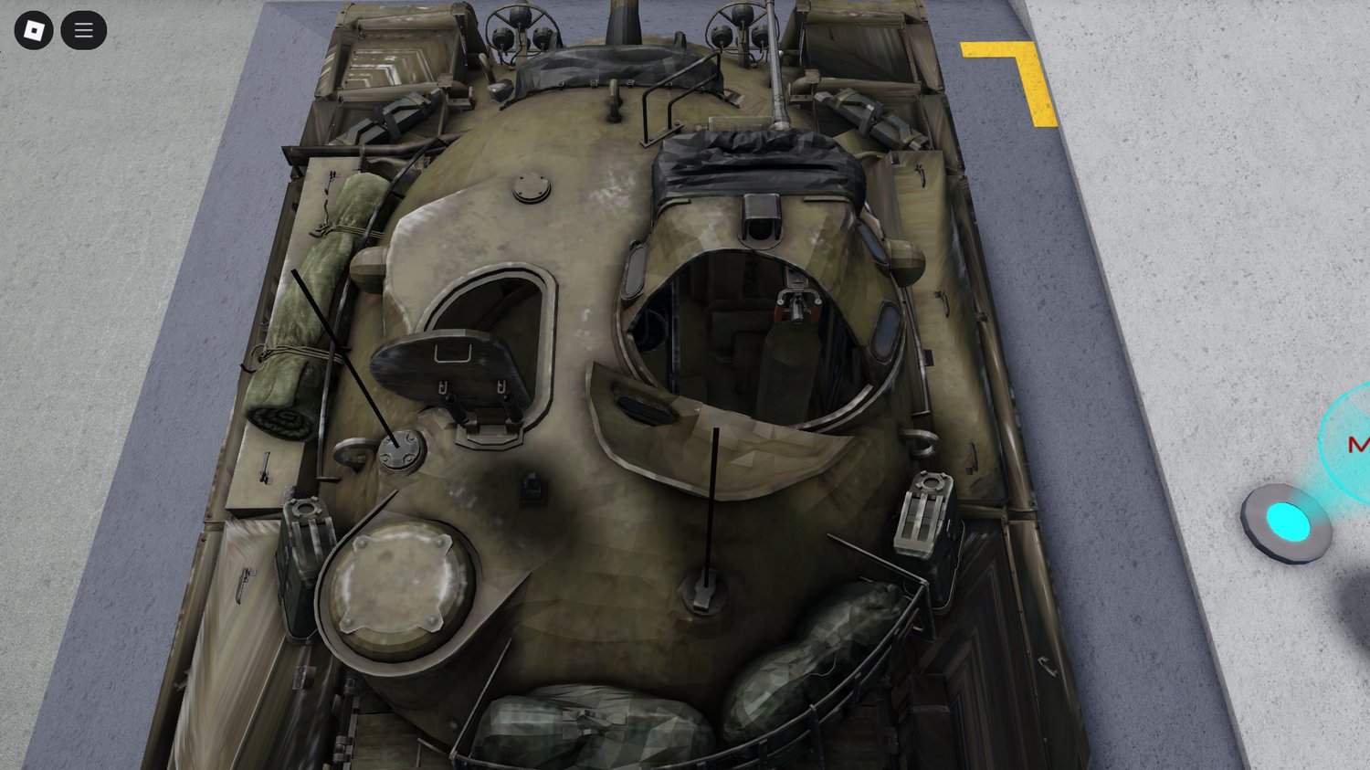 Front view of Roblox M48A1 tank model