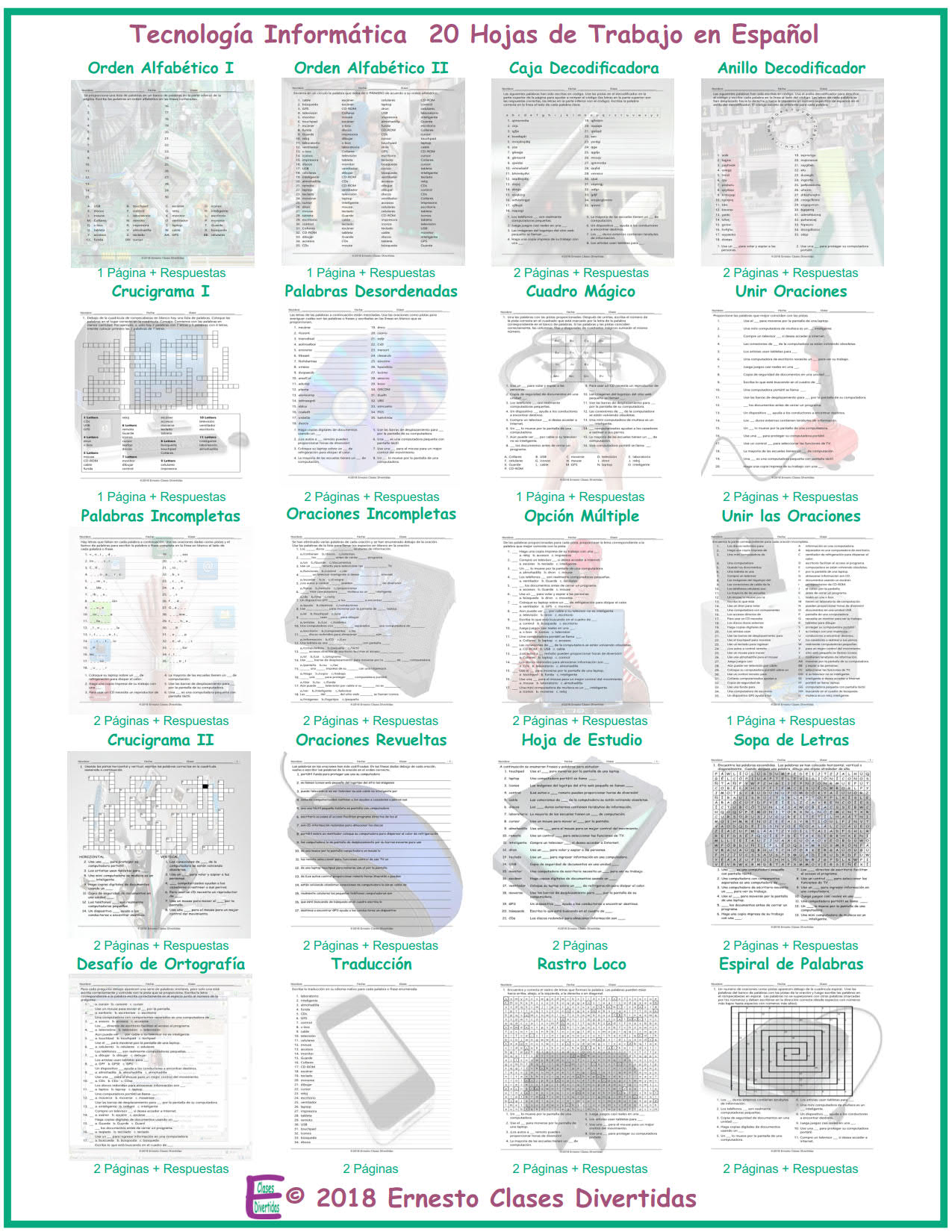 ComputerTechnology20SpanishWorksheetBundle