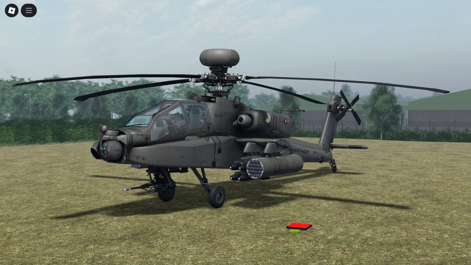 FLIR camera system view inside Roblox Apache helicopter