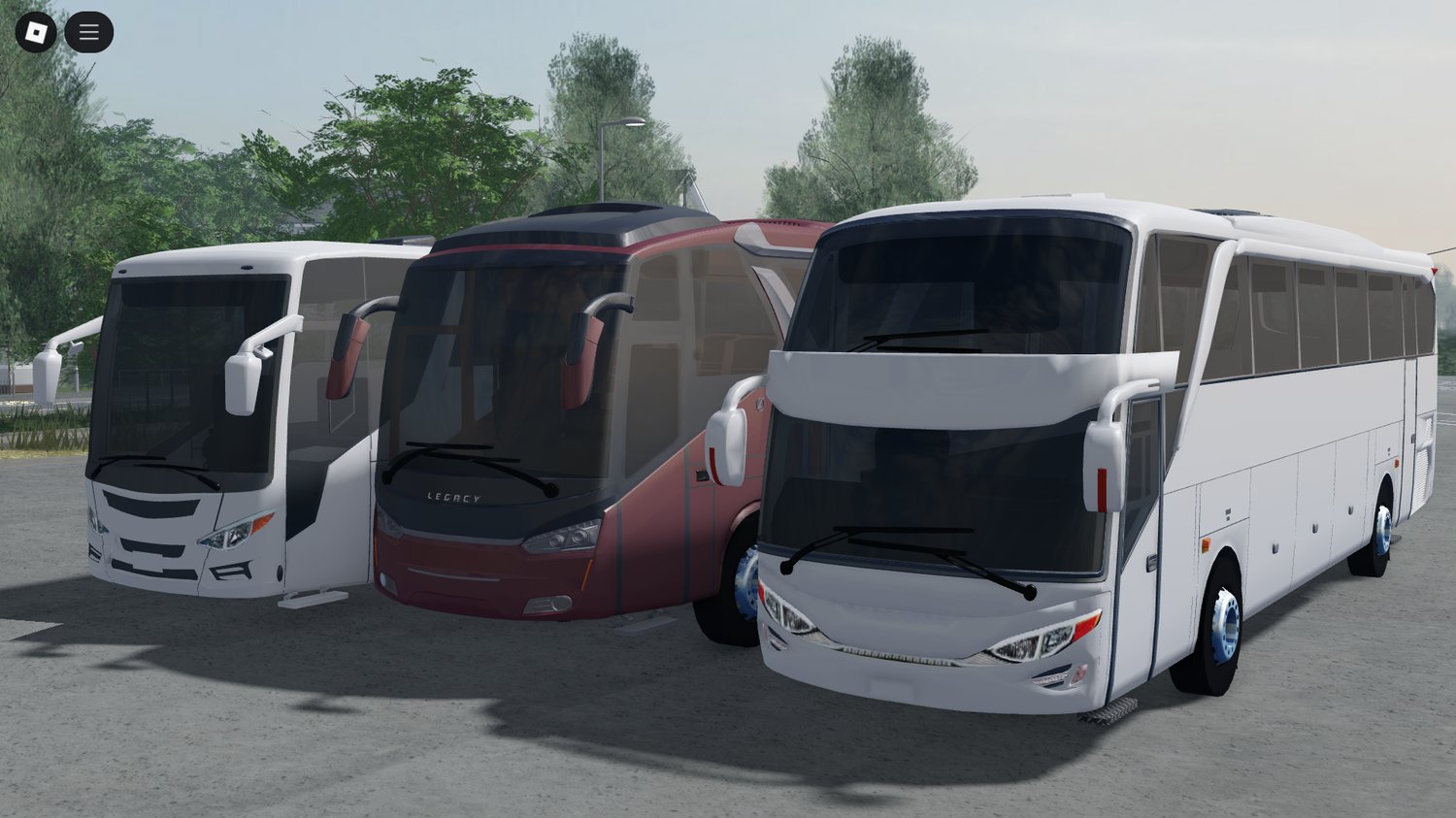 Overview of all three HQ bus models in Roblox