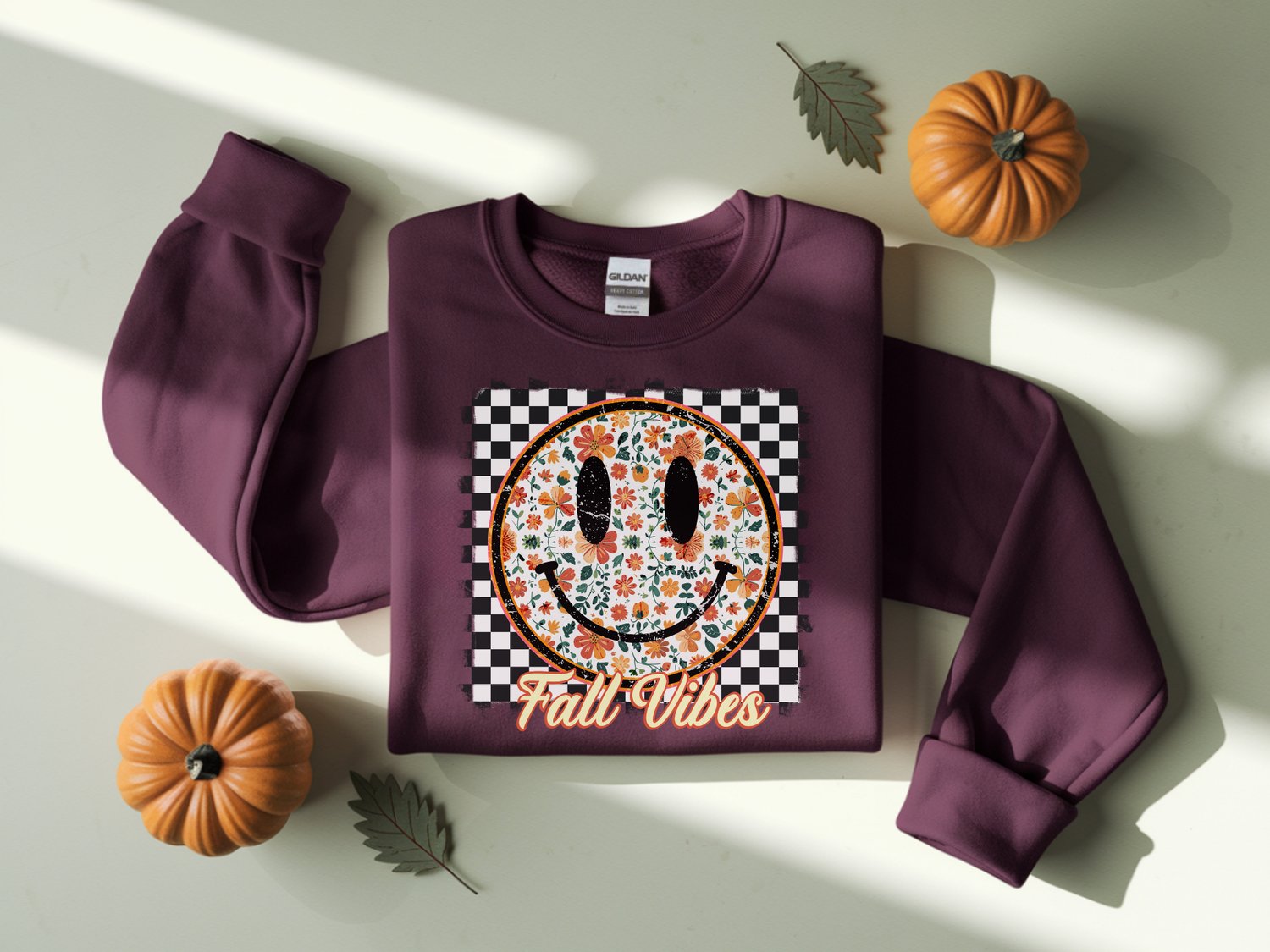 Fall Vibes - Checkered Floral Smiley - Payhip
