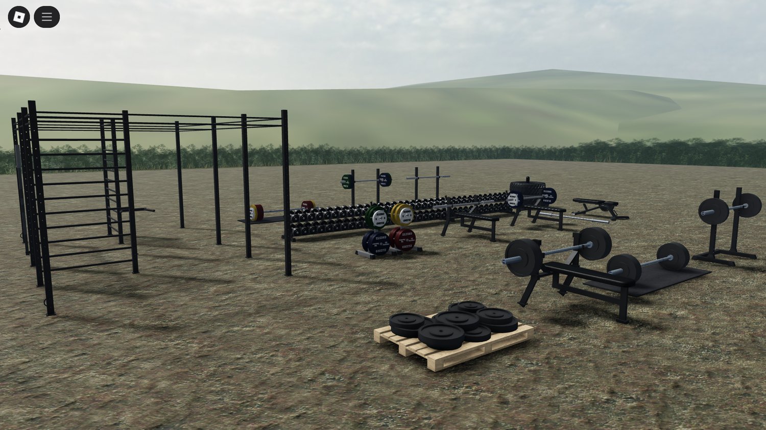 Realistic squat rack and barbell model