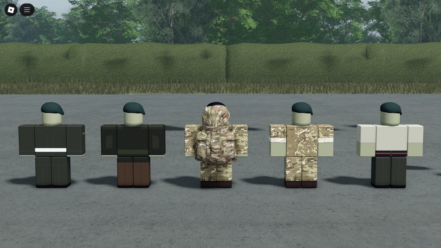 Showcase of multiple uniforms side by side