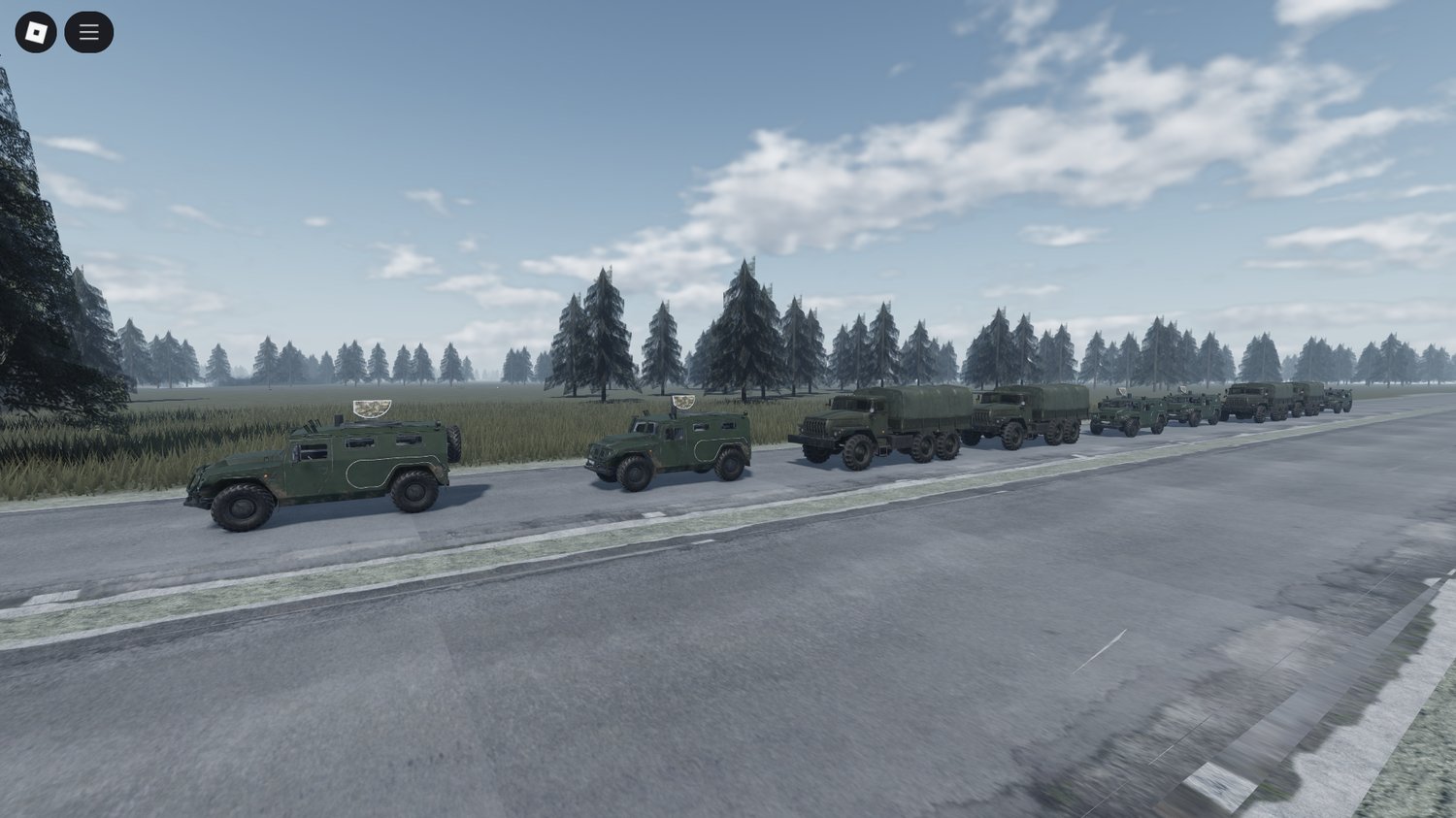 Player driving a working military vehicle