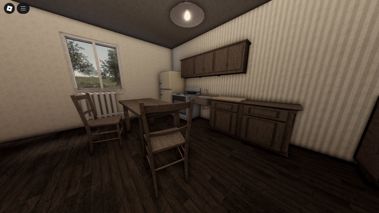 1980s furnished living room inside Roblox house