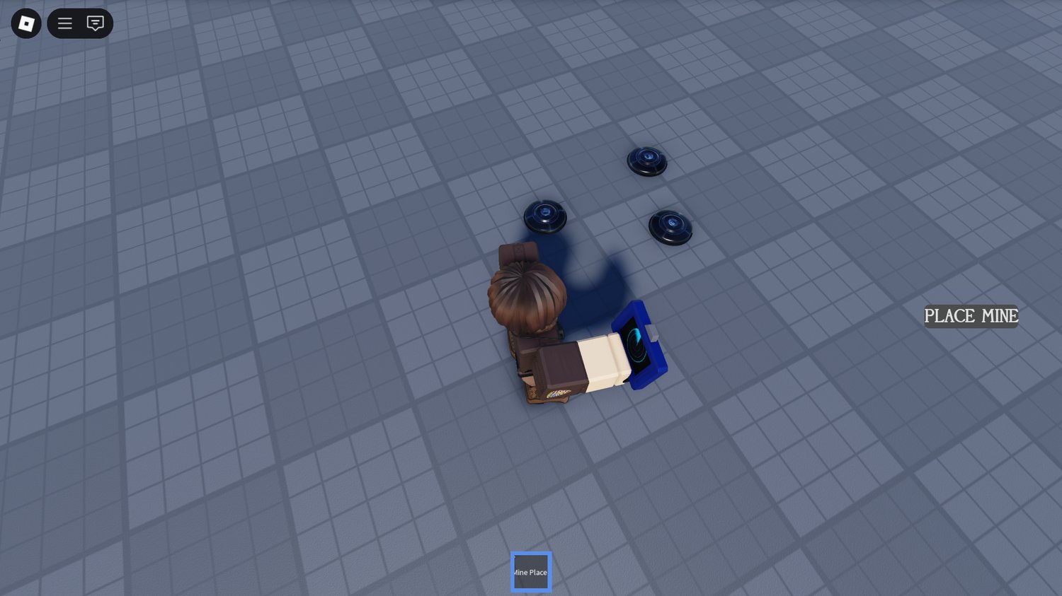 Tactical setup with mines placed by tool