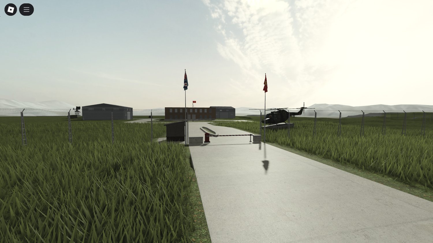 Scenic blend of base and village in Roblox Sennybridge