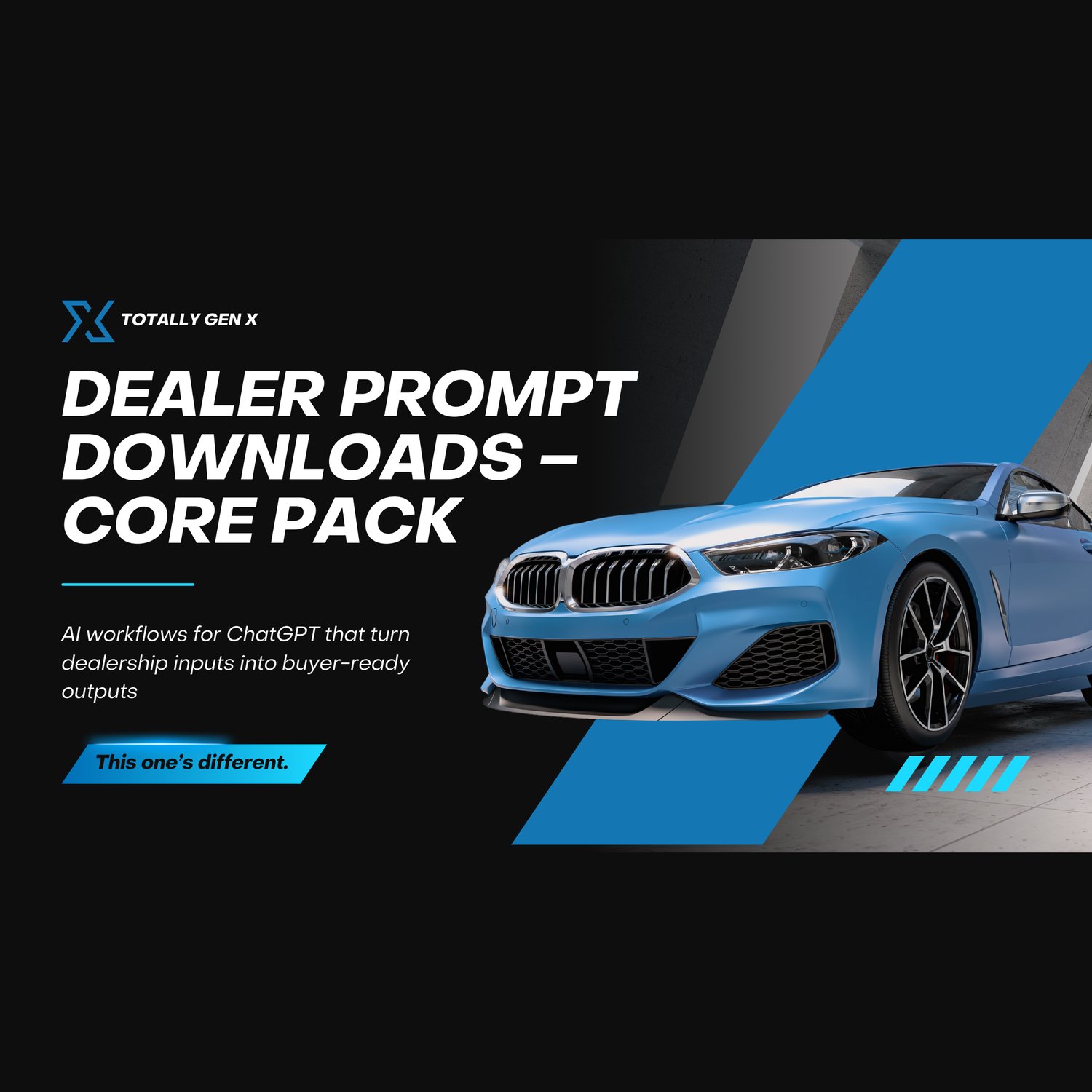 Dealer AI Prompt Pack product cover — 8 AI workflow prompts for independent car dealers by Gen X Ops