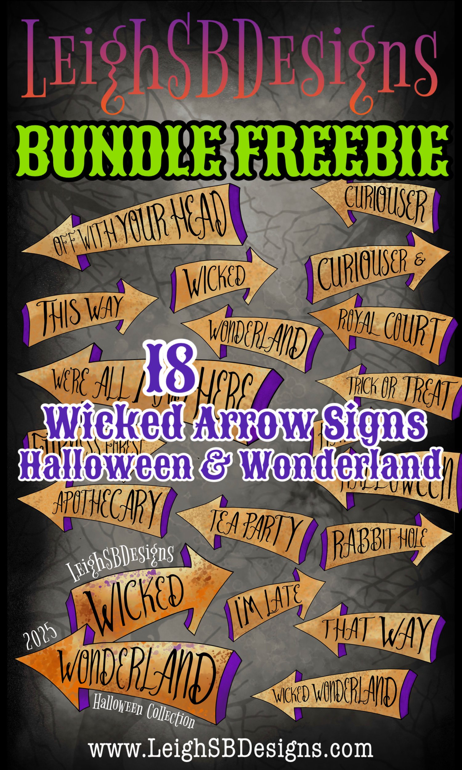 LeighSBDesigns Wicked Wonderland Halloween 2025 Collection Bundle Freebie