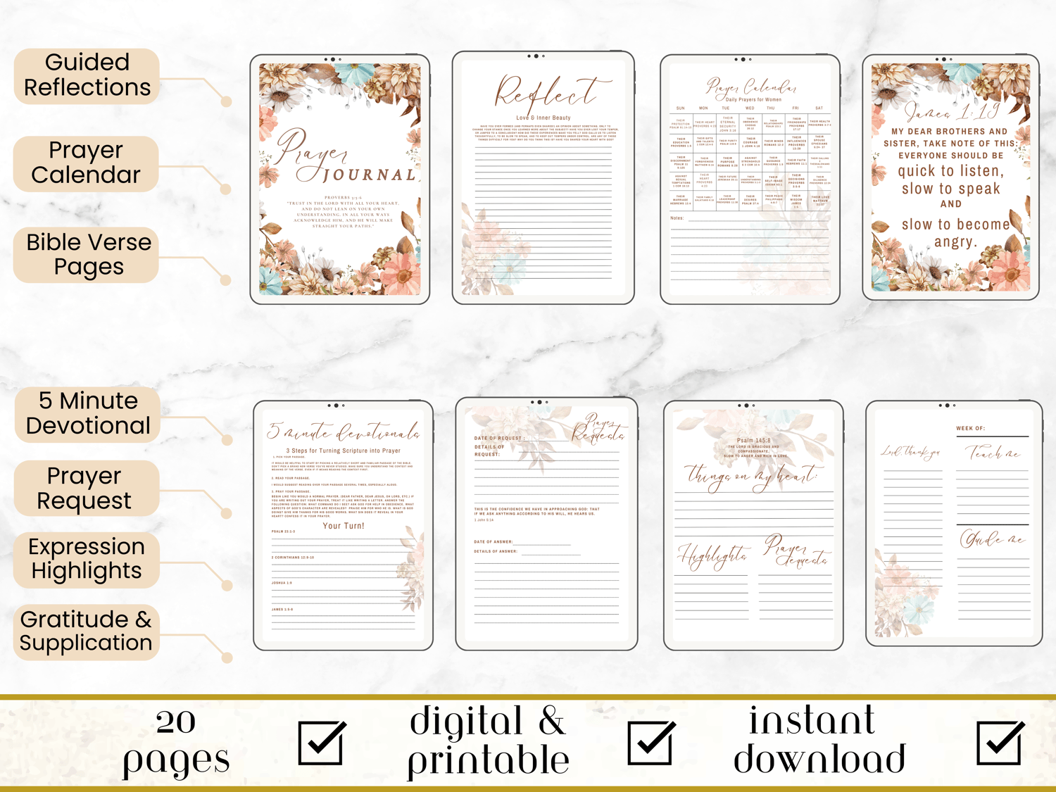5 Prayer Journal Bundle | Printable & Digital
