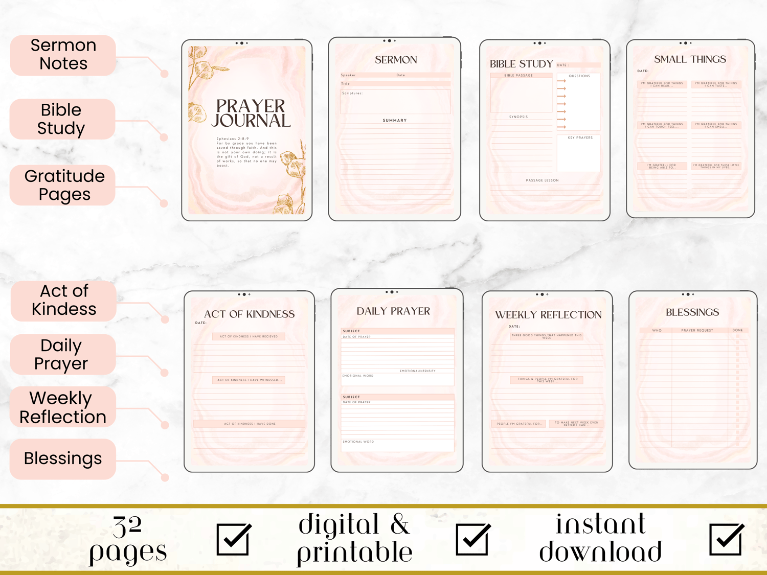 5 Prayer Journal Bundle | Printable & Digital