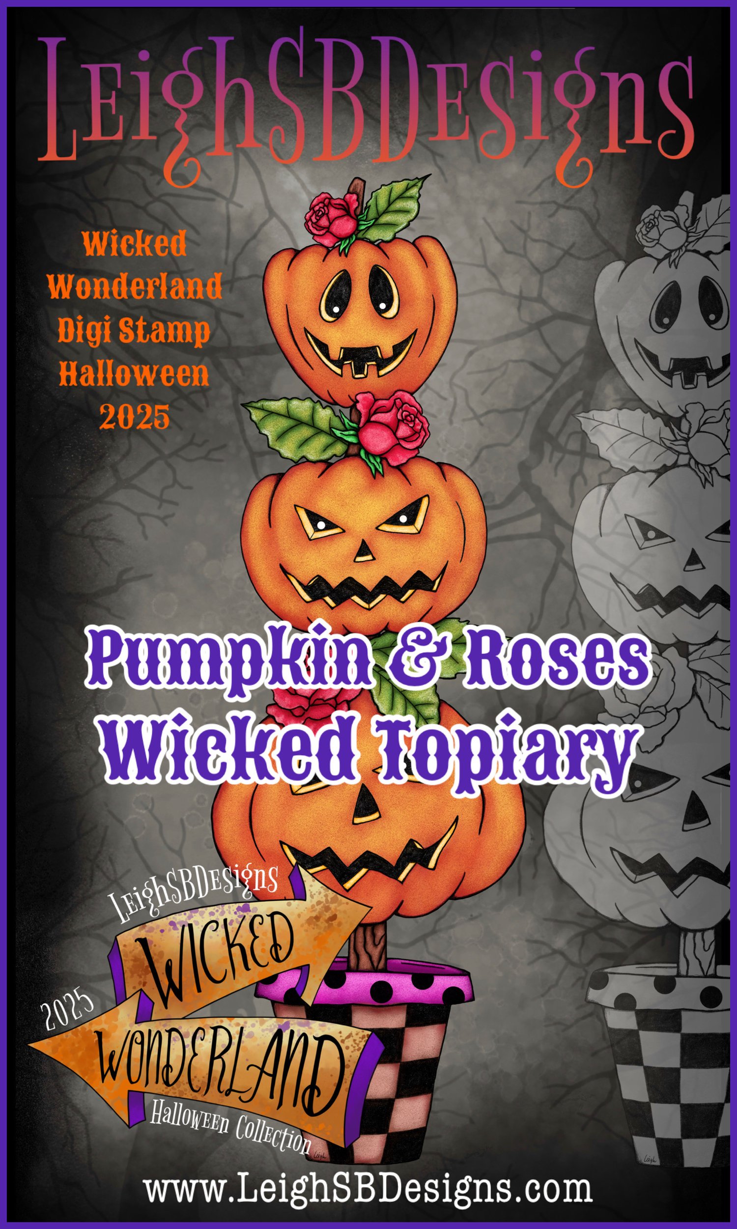 LeighSBDesigns "Pumpkin and Roses" Wicked Topiary