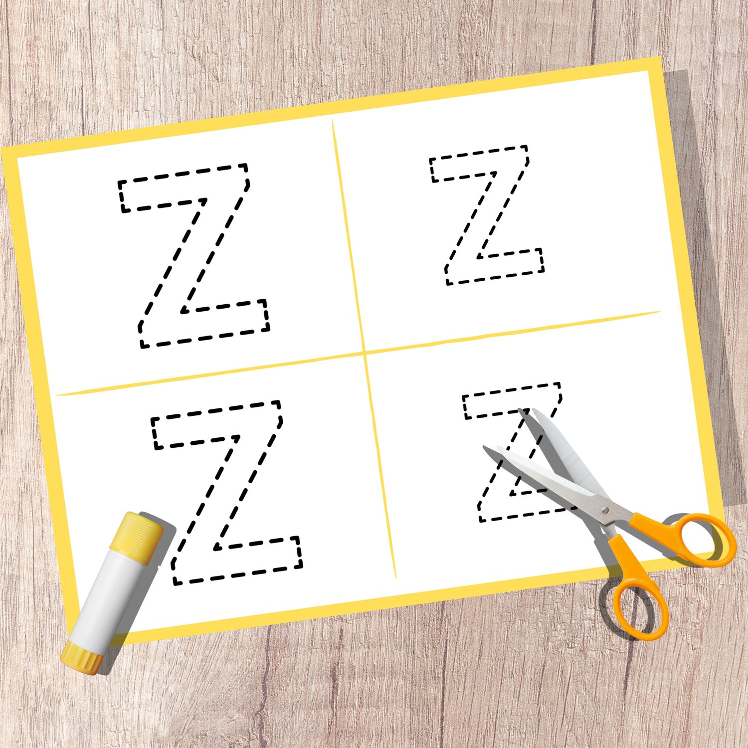 Scissor skills alphabet worksheet letter Z printable PDF for kids