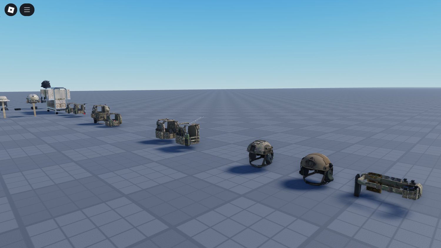 Army uniforms with hats and vests in Roblox