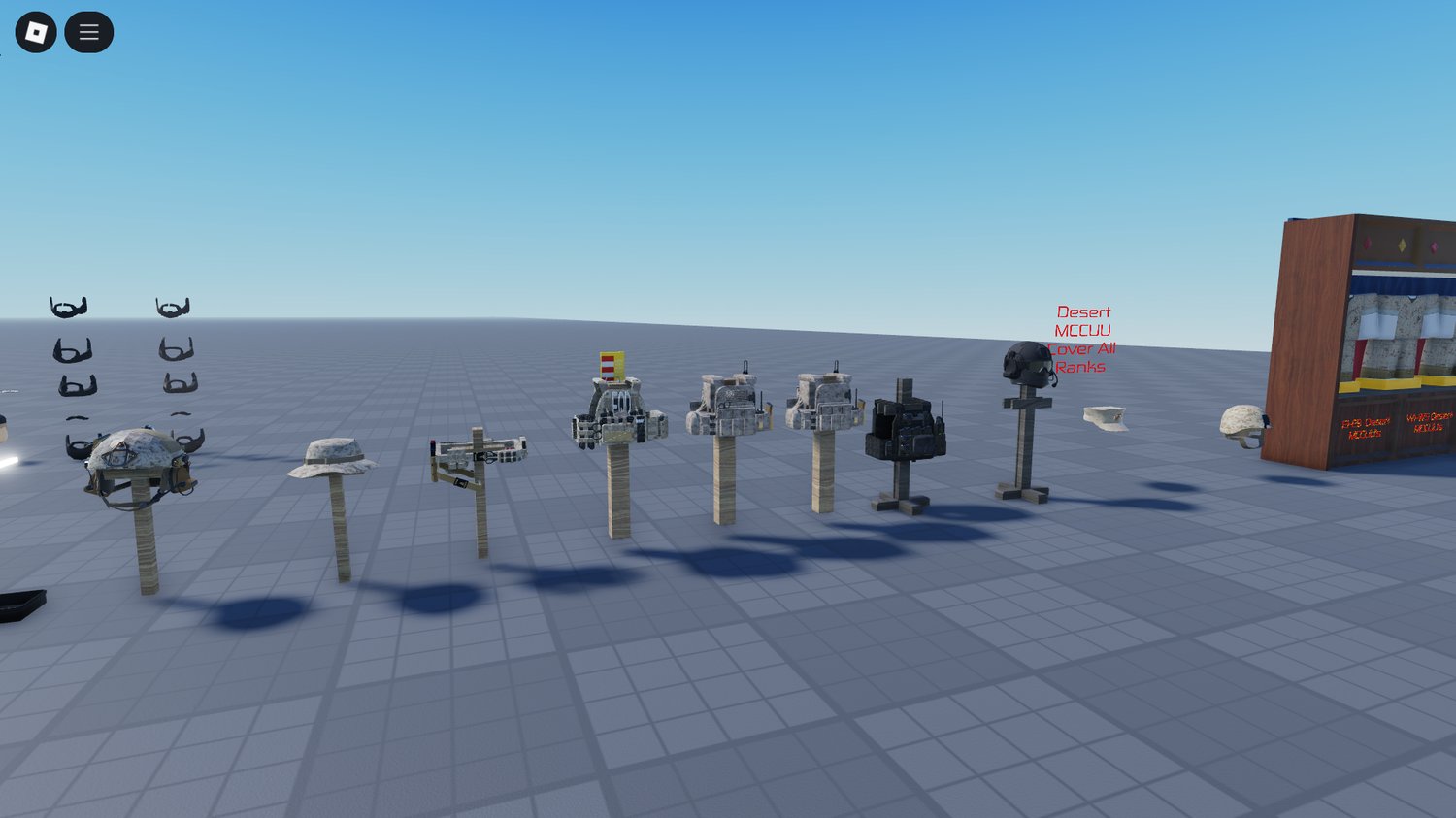 Close-up of Roblox military vest and belt assets