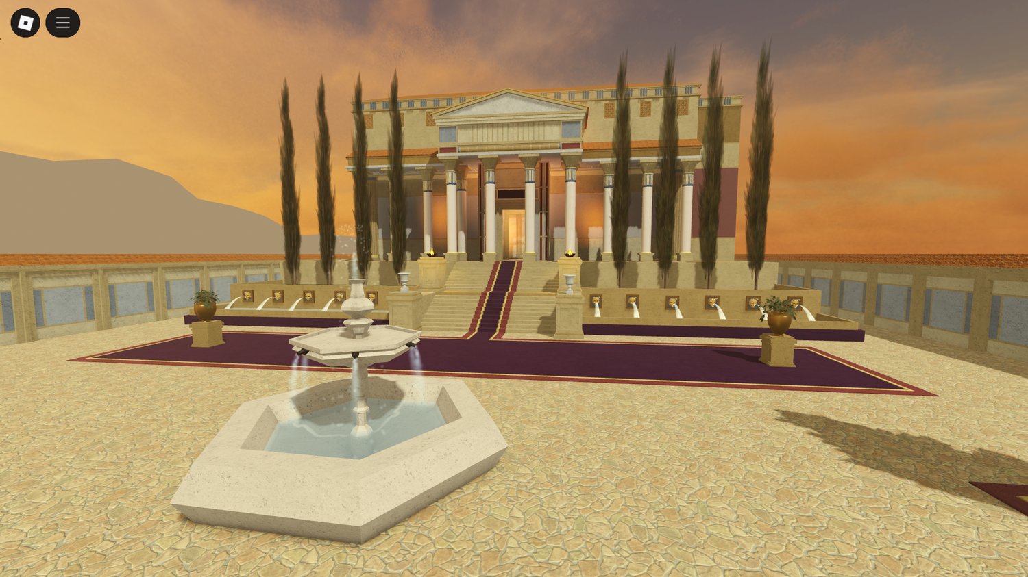 Historical temple with realistic architecture in Roblox