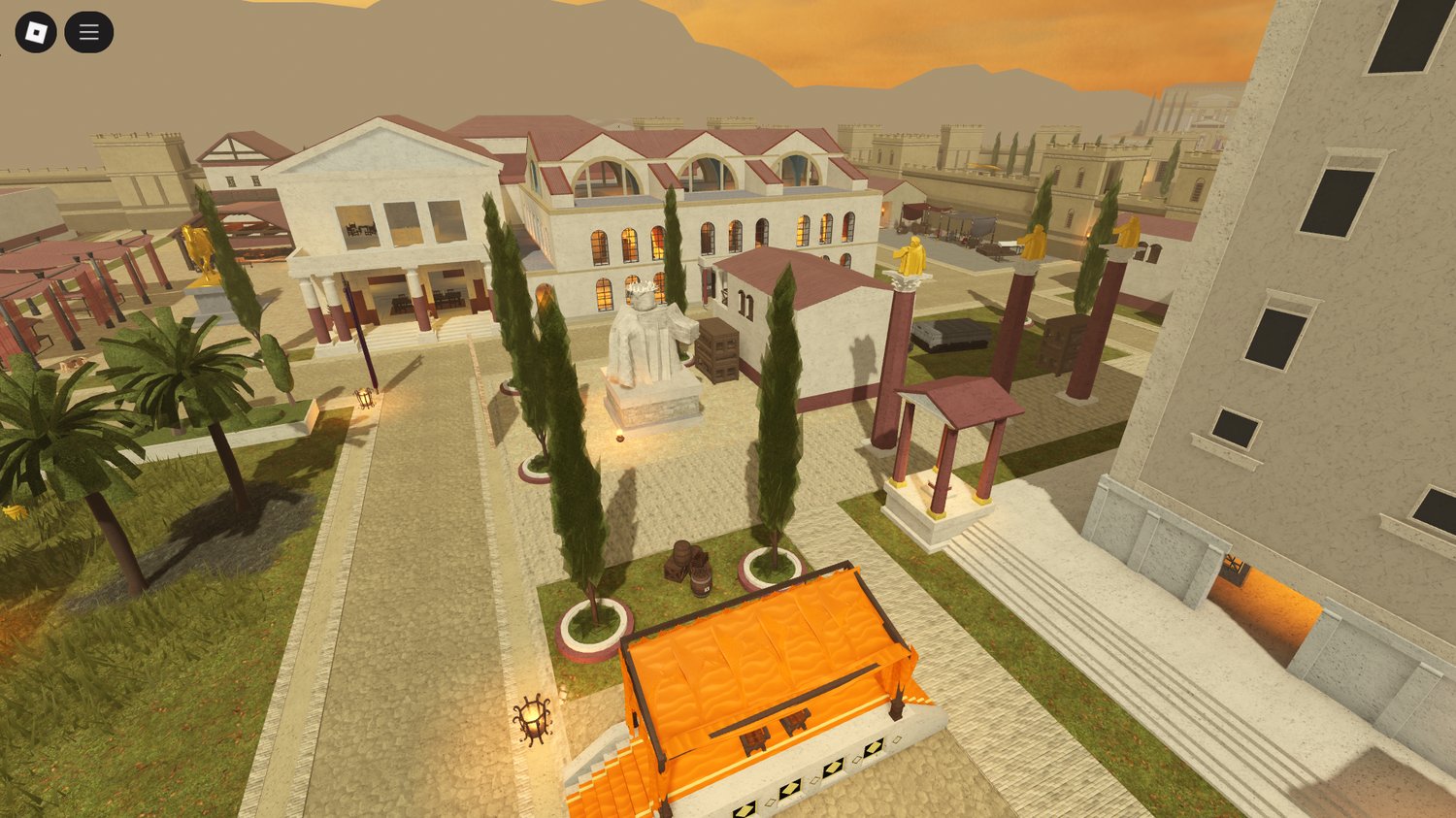 Bustling Roman streets and marketplaces in map