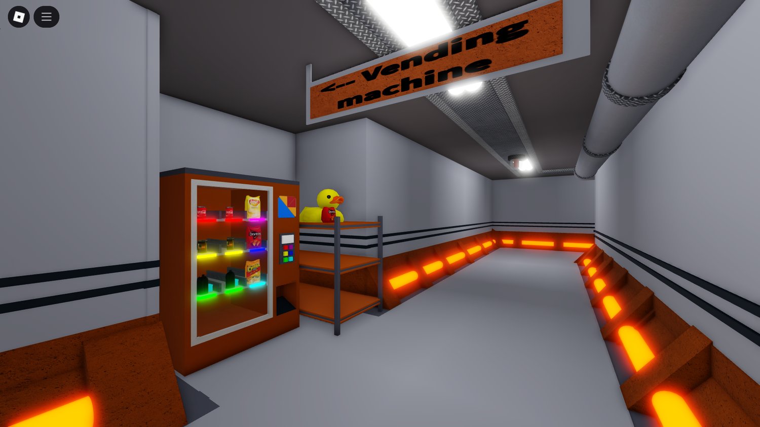 Players interacting with functional doors and systems