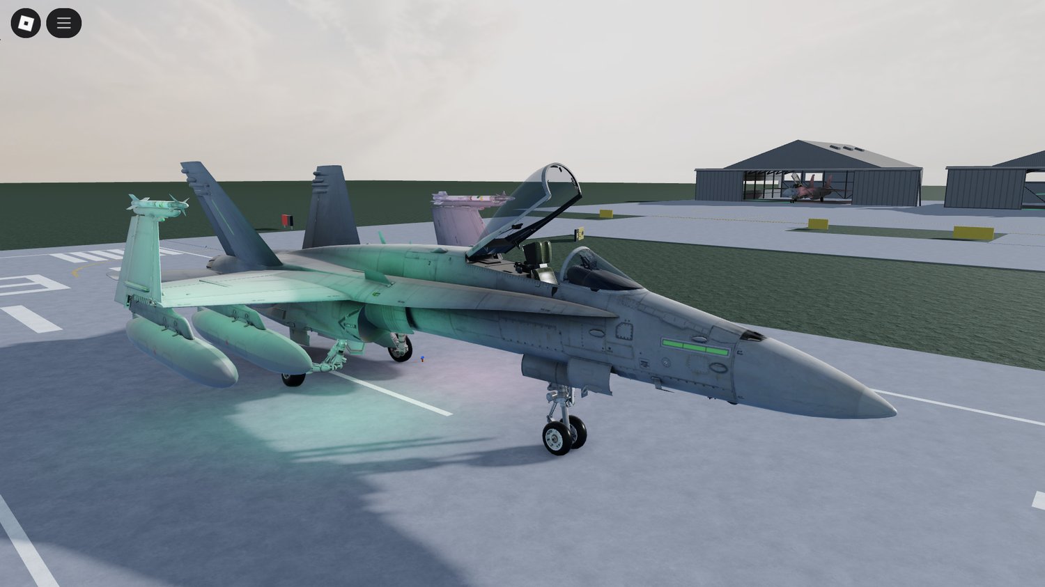 F142 aircraft ready for flight in Roblox