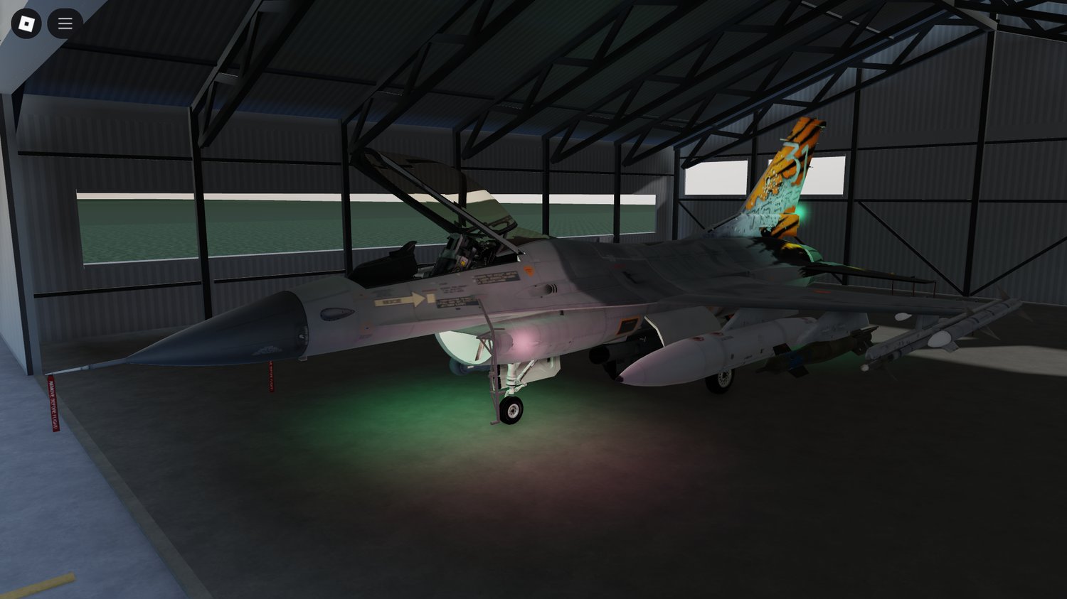 Immersive military airport environment with working aircraft