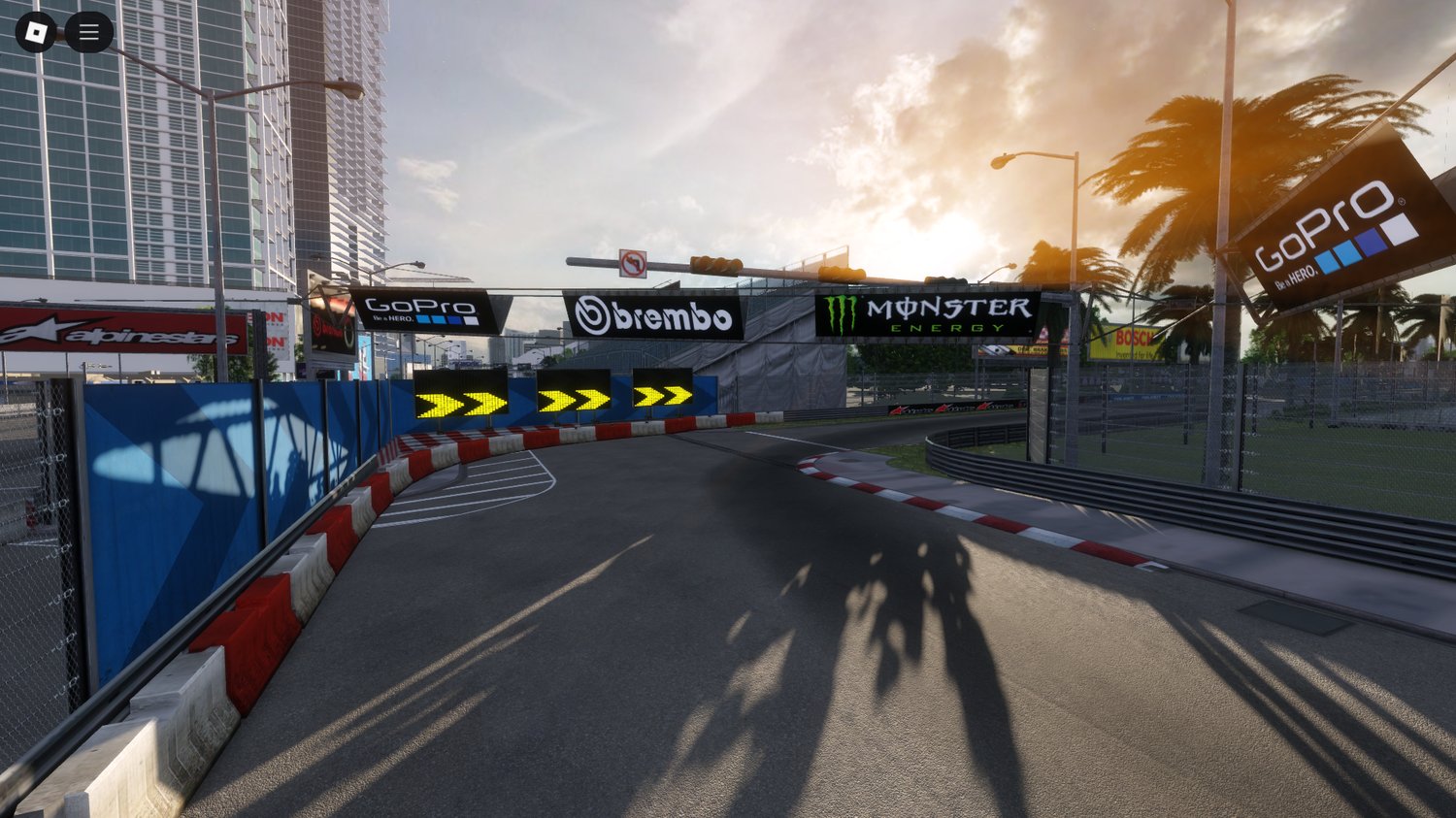 Time trial competition setup on street circuit