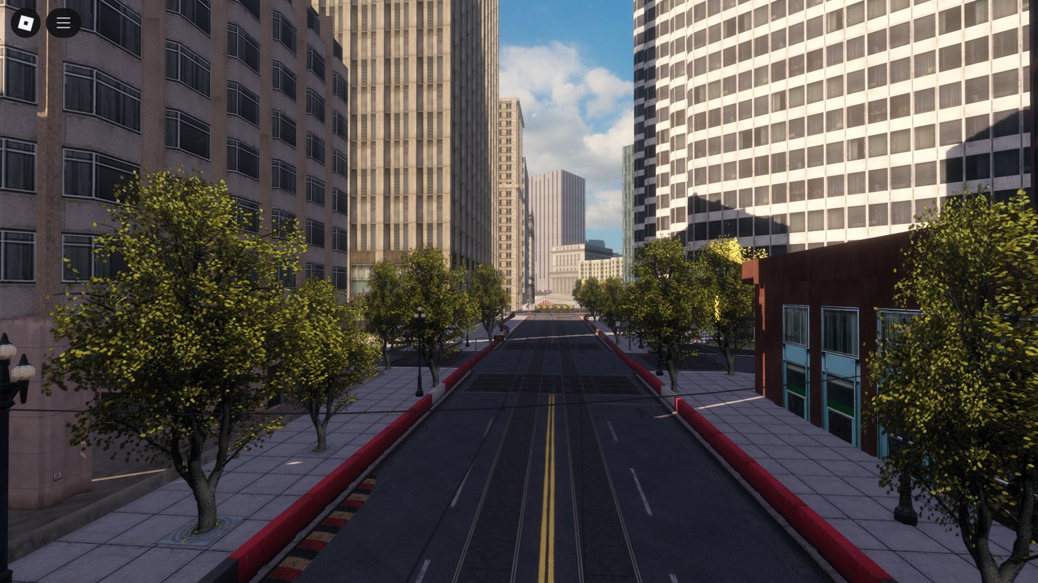 Detailed urban environment in racing circuit