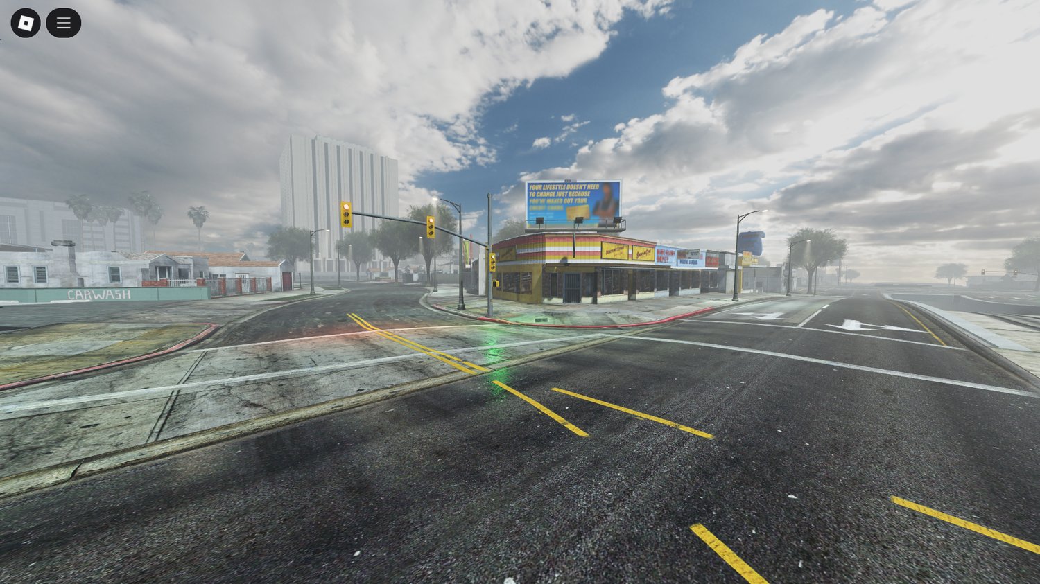 Aerial view of GTA Map for Roblox racing
