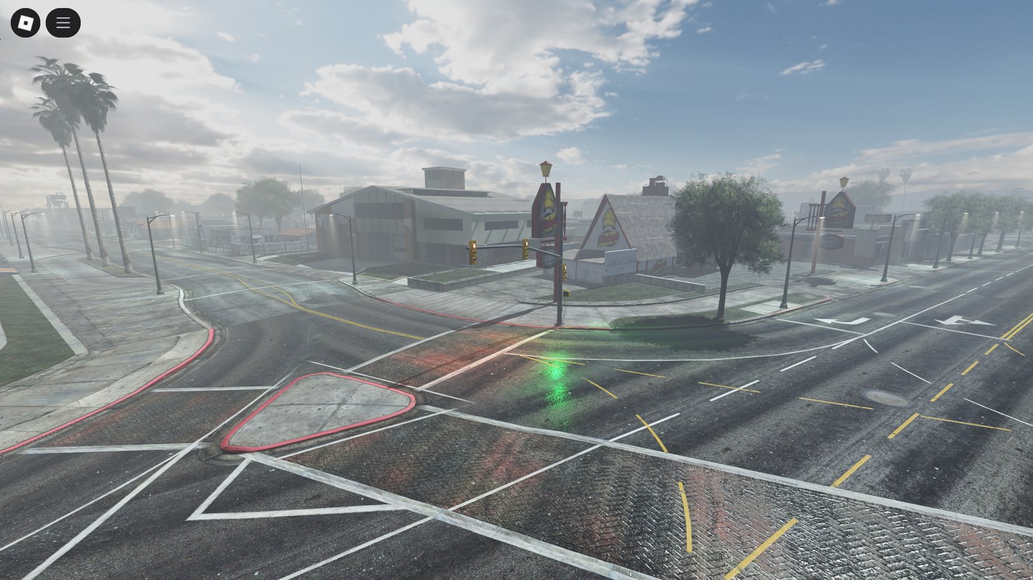 Detailed environment of GTA-inspired racing circuit