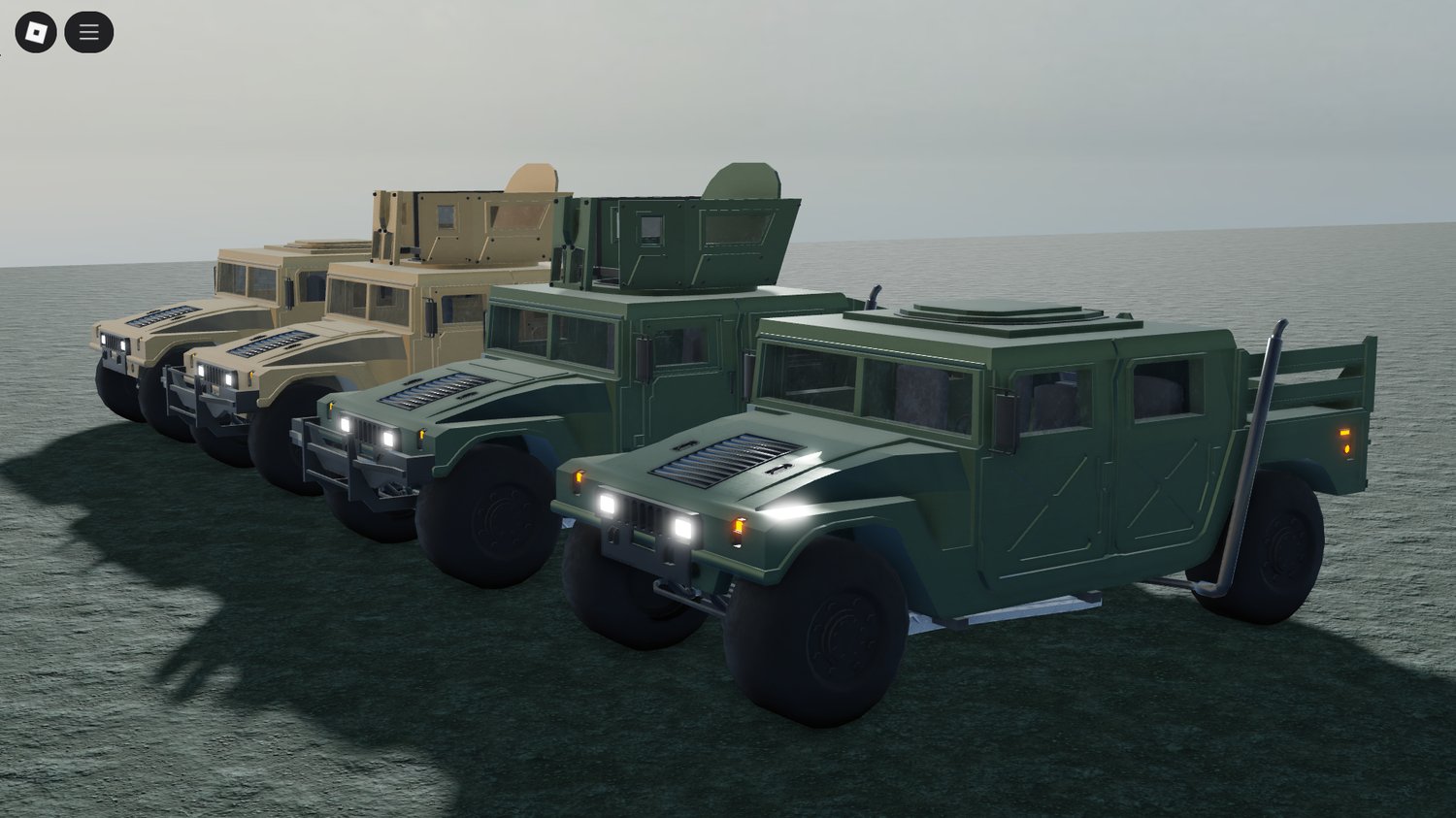 Humvee convoy on Roblox terrain