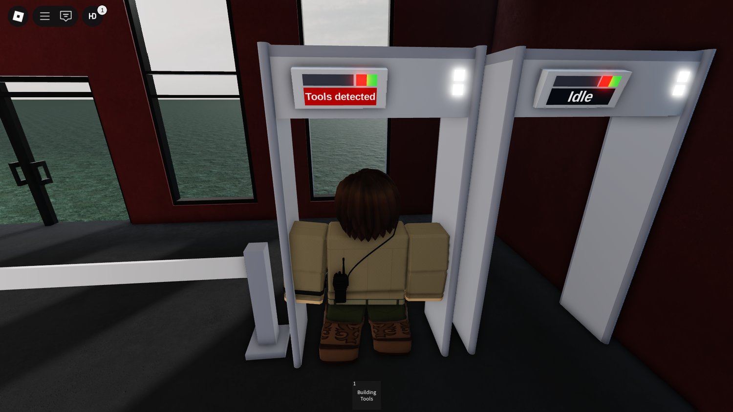 Entrance area with scripted detection tools