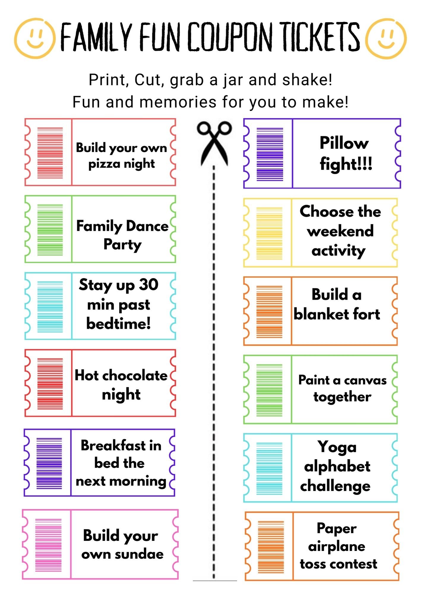 Family Activity Coupon Tickets - Payhip